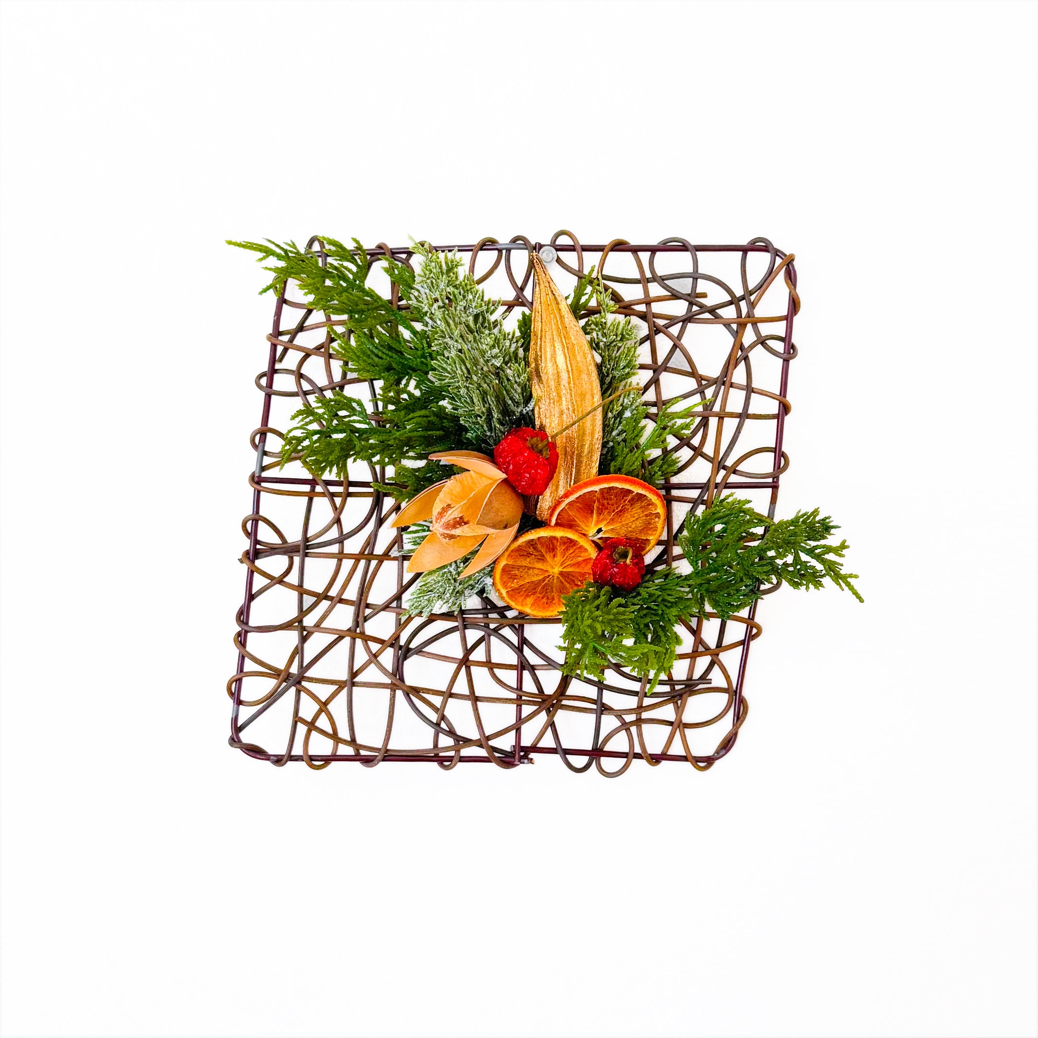 クリスマスアレンジメント【オレンジ＆オクラフレームアレンジ】