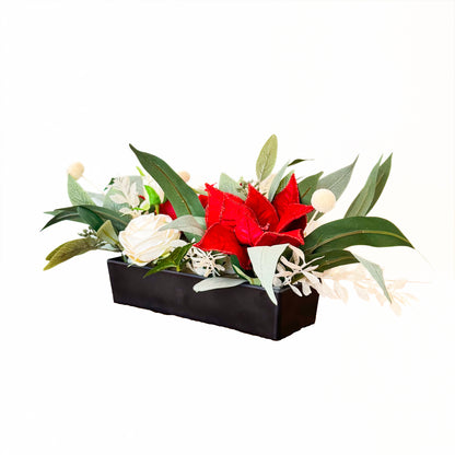 クリスマスアレンジメント【ポインセチア＆ローズテーブルアレンジ】