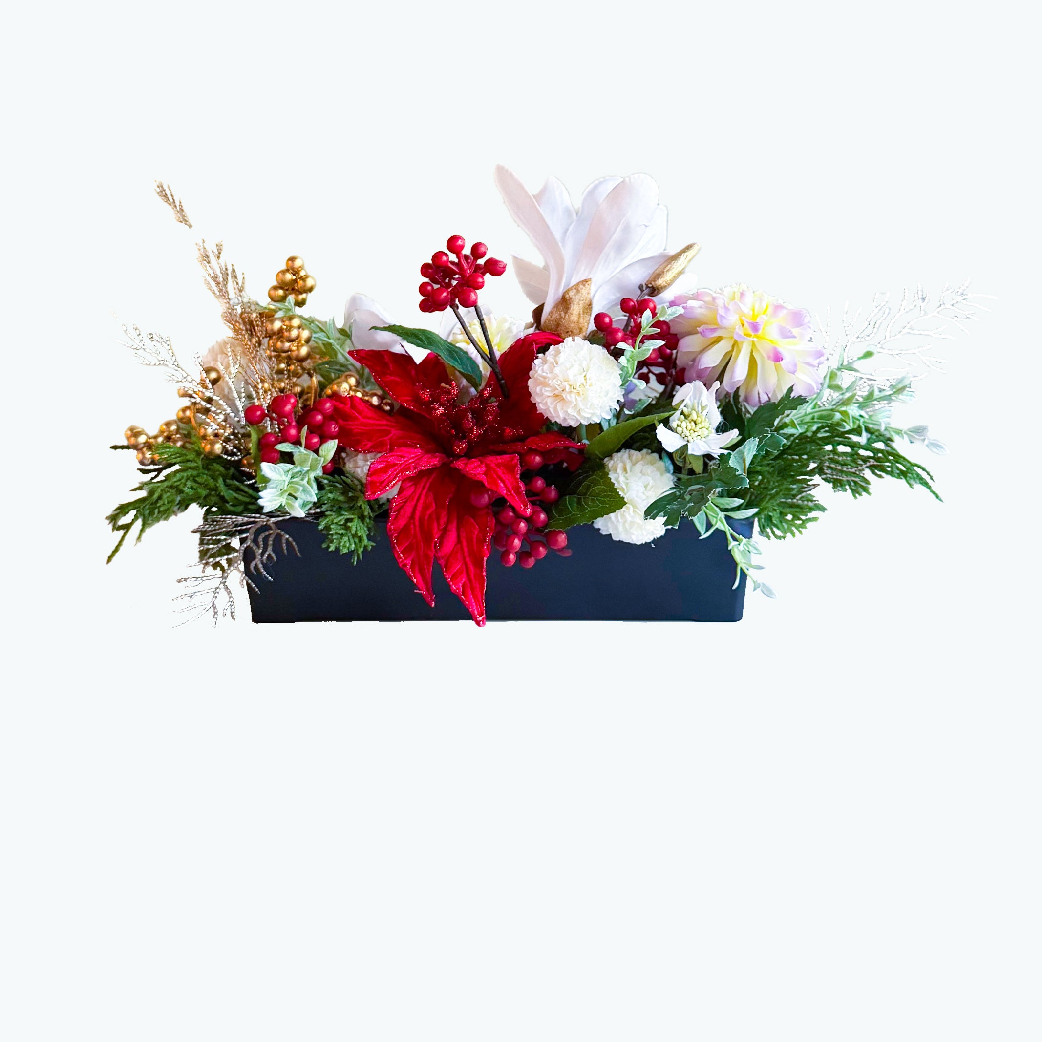 クリスマスアレンジメント【モクレン＆マムテーブルアレンジ】